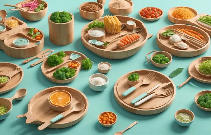 Table Setting with Diverse Nutritious Food 3D Illustration image
